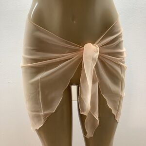 Zuliana Peach Sarong With Lettuce Trim. Made in USA. New With Tags